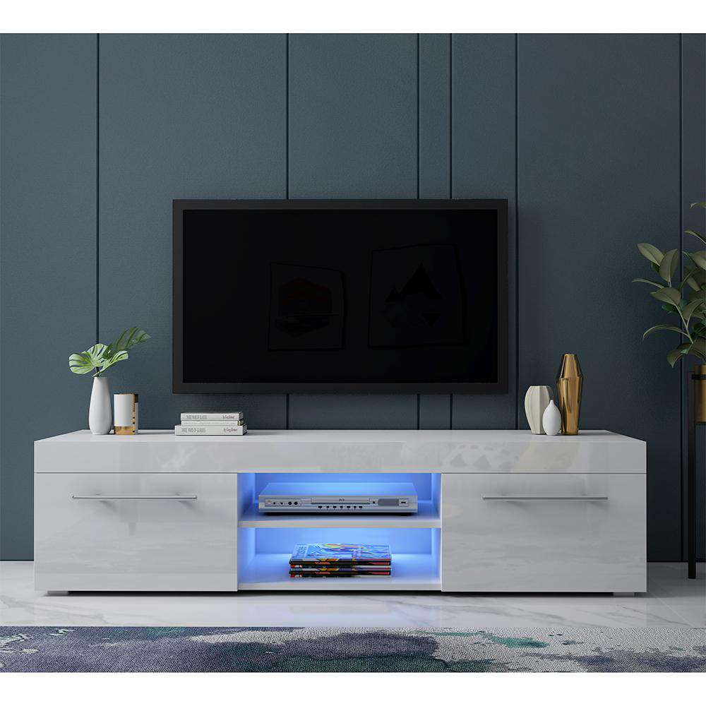 Fityou® TV Stand for TVs Up to 52'' with LED Grey White - Fit You