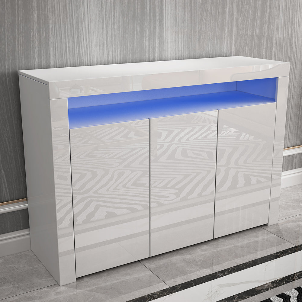 Fityou® Sideboard High Gloss 3 Doors Grey with LED - Fit You