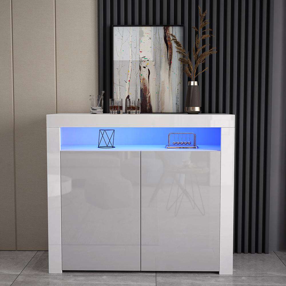 Fityou® Two Door High Gloss White Sideboard With Grey Door - Fit You