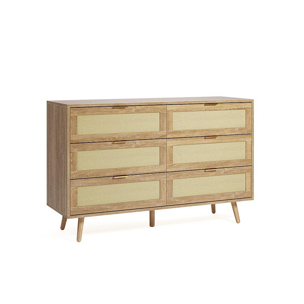 【Preorder】Fityou® Rattan Sideboard with 6 Storage Drawer Wooden Cabinet - Fit You