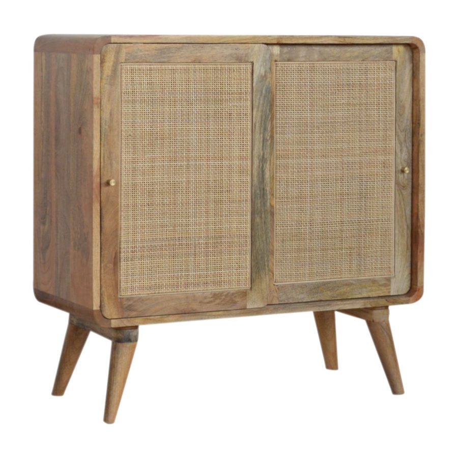 Nordic Rattan Solid Mango Wood Woven Cabinet Oak-ish with Drawer - Fit You