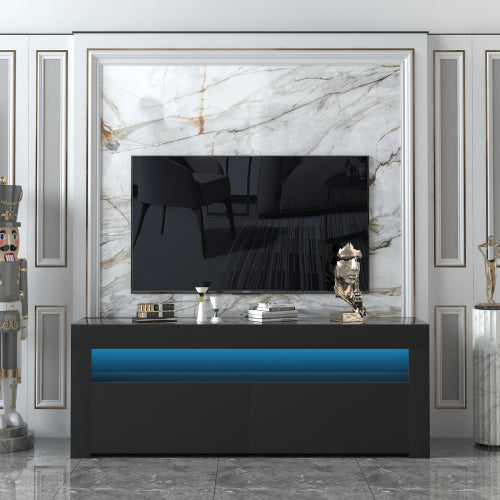 TV Stand with LED Lights Entertainment Center Media Console Table Storage Desk - Fit You