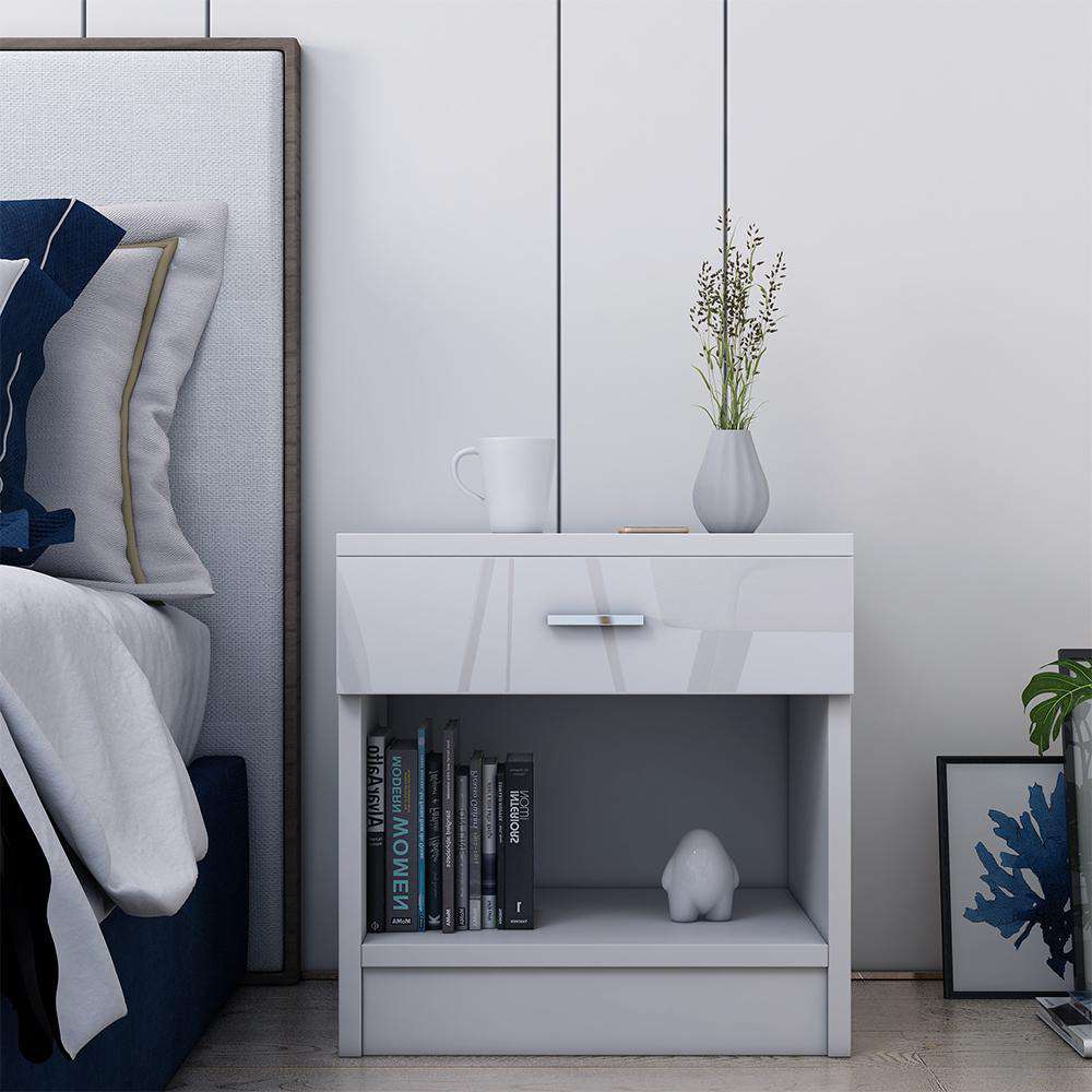 Fityou® High Gloss Nightstand With Drawer - Fit You
