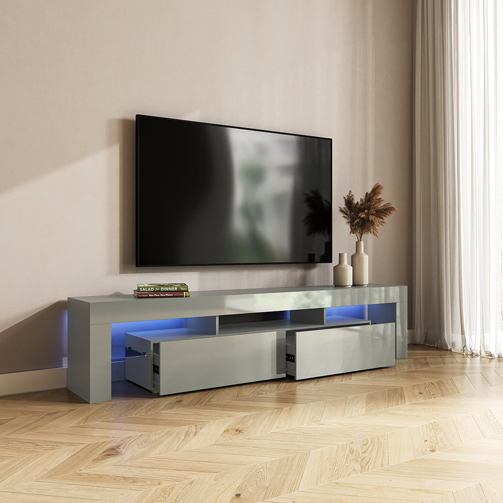 Fityou® TV Stand for TVs Up to 85'' with LED White Grey - Fit You