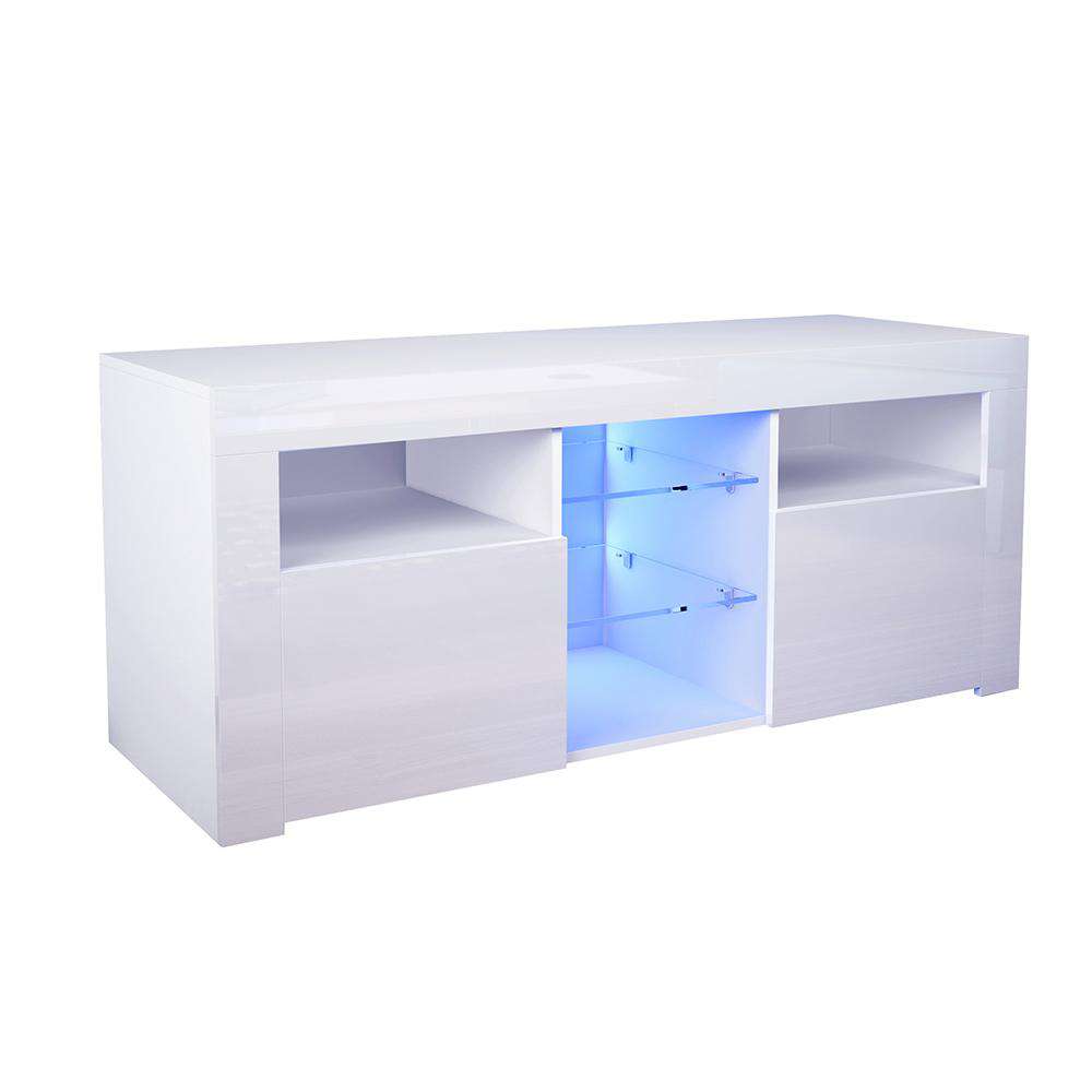 Fityou® White High Gloss Led TV Stand With 2 Doors Up To 58" - Fit You