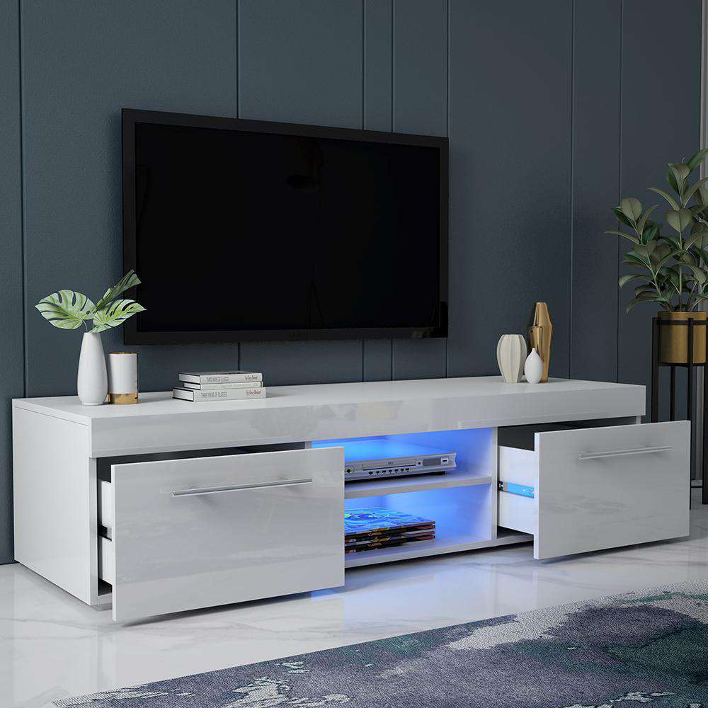Fityou® TV Stand for TVs Up to 52'' with LED Grey White - Fit You