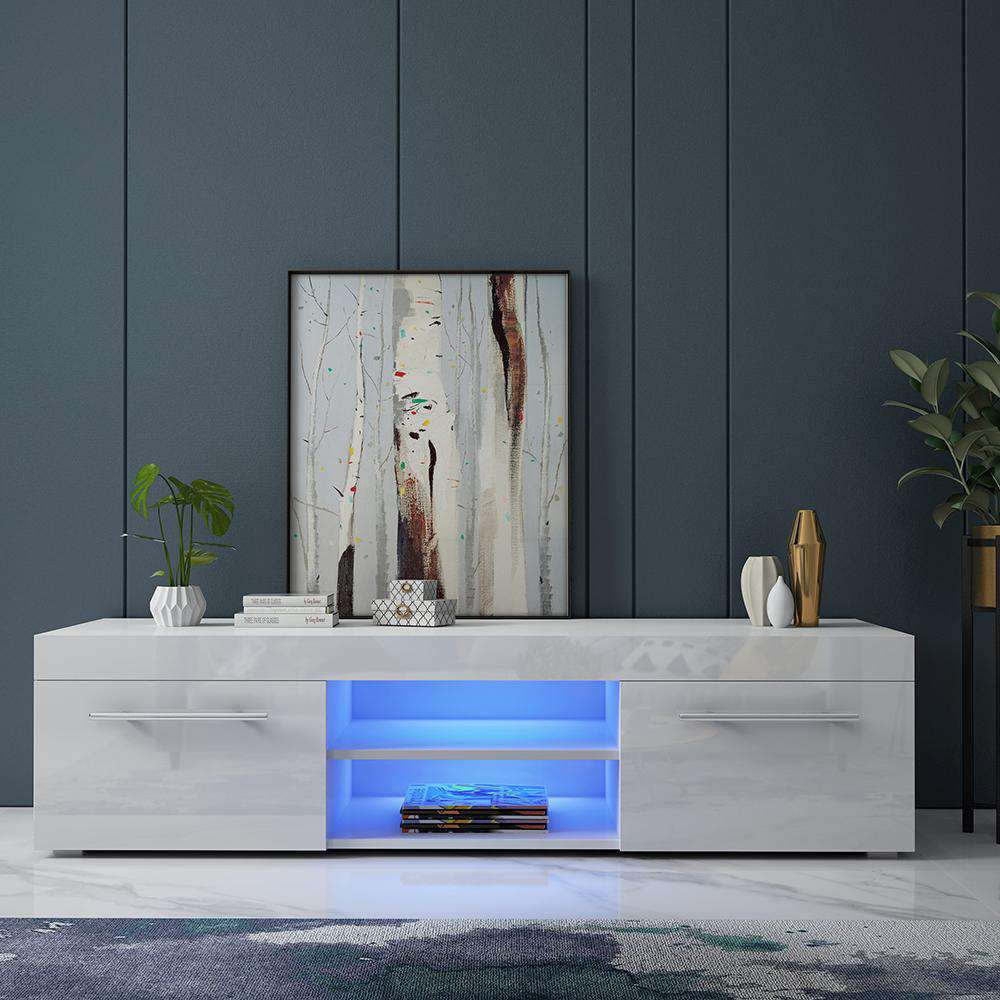 Fityou® TV Stand for TVs Up to 52'' with LED Grey White - Fit You