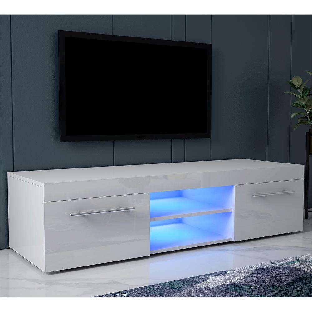 Fityou® TV Stand for TVs Up to 52'' with LED Grey White - Fit You