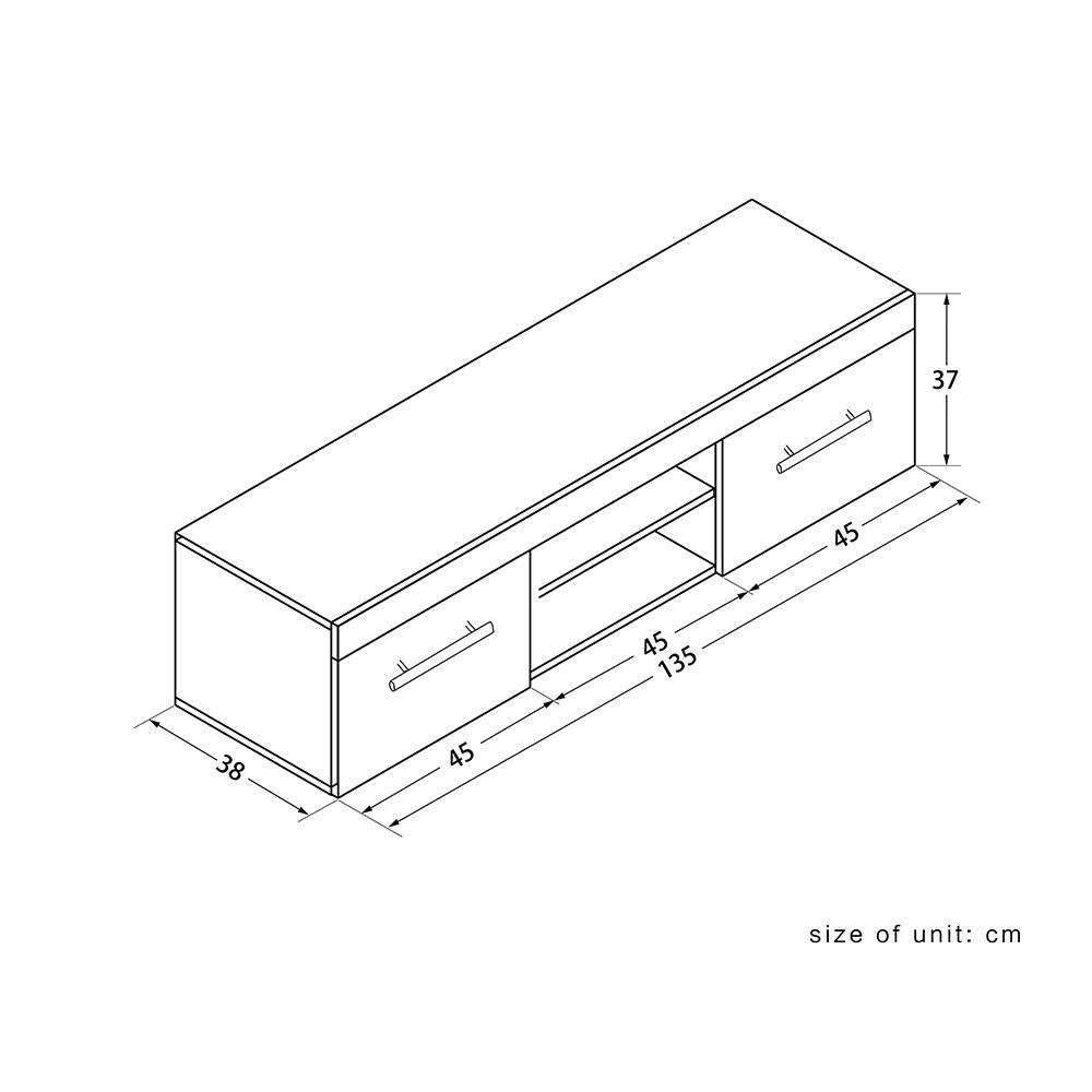 Fityou® 135cm Grey Two Drawers TV Stand - Fit You