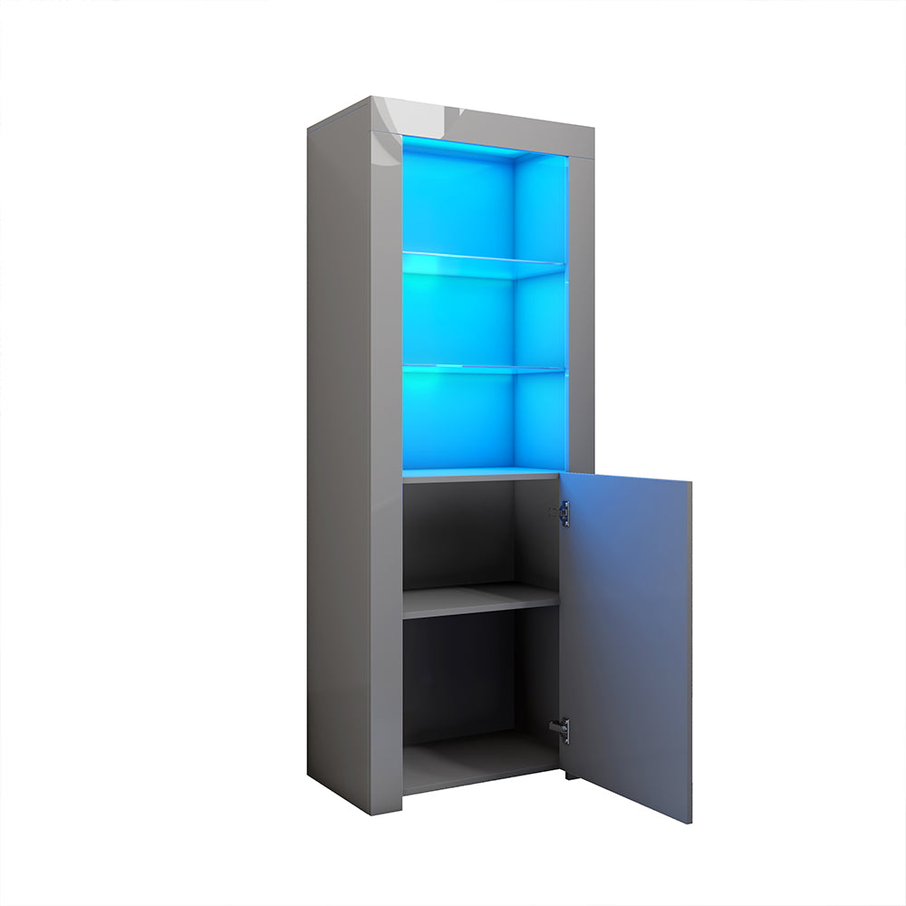 Fityou® Grey Matt LED Light Display Cabinet - Fit You