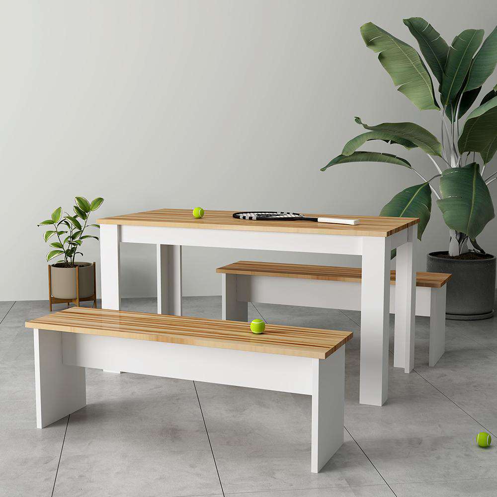 Pine Solid Wood Dining Table Set With White Table Leg - Fit You