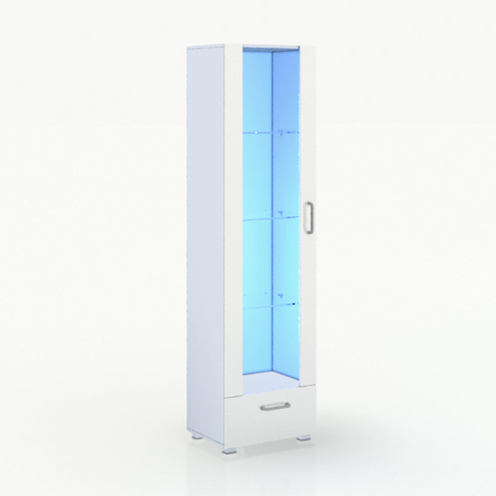 Lacquer 190cm Display Cabinet LED 1-Door 1-Drawer 3-Shelf - Fit You