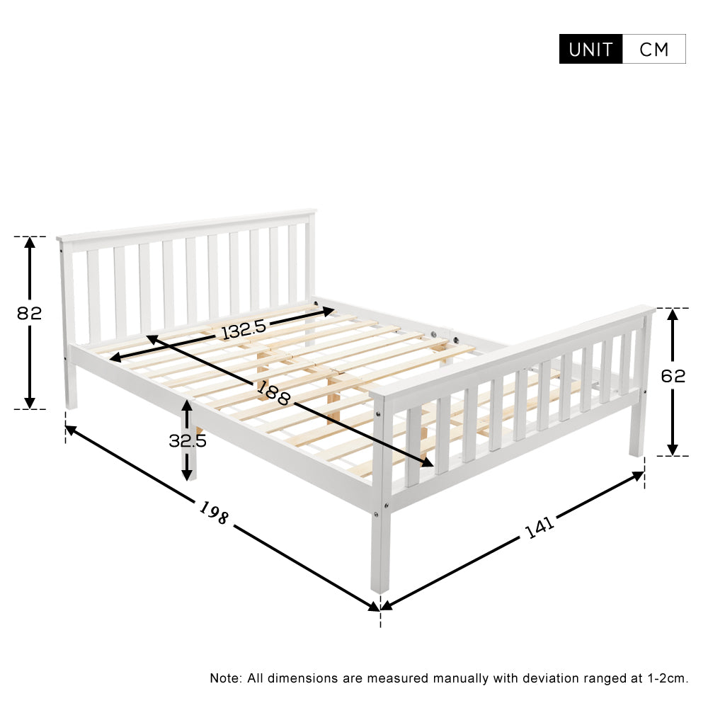 Fityou® 4ft6 Double Bed Wooden Bed Frame White - Fit You