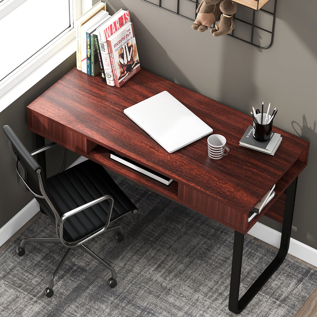 Fityou® Computer Desk Table with 3 Shelves Home Office Brown - Fit You
