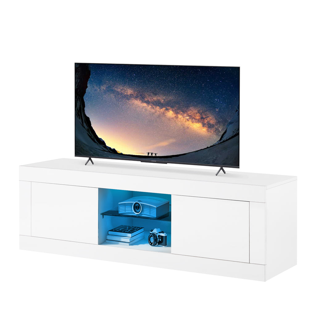 LED TV Stand High Gloss Cabinet for TVs Up to 50'' White with Drawer - Fit You