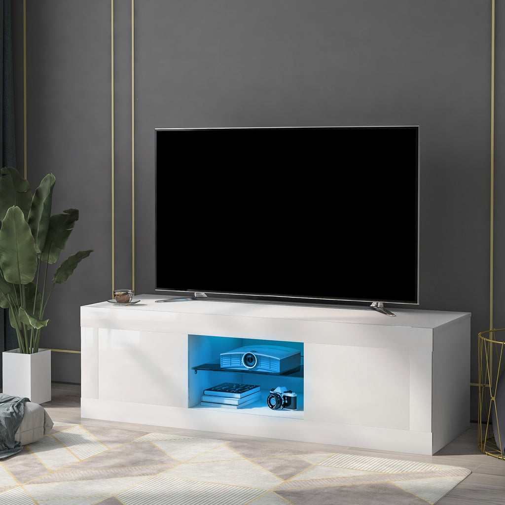 LED TV Stand High Gloss Cabinet for TVs Up to 50'' White with Drawer - Fit You