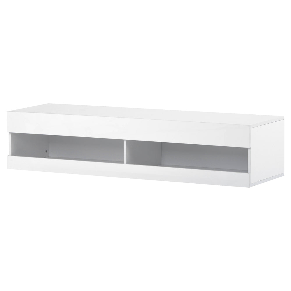 LED TV Stand for TVs Up to 65'' High Gloss Cabinet Wall Mounted Modern Storage Shelf White Grey - Fit You