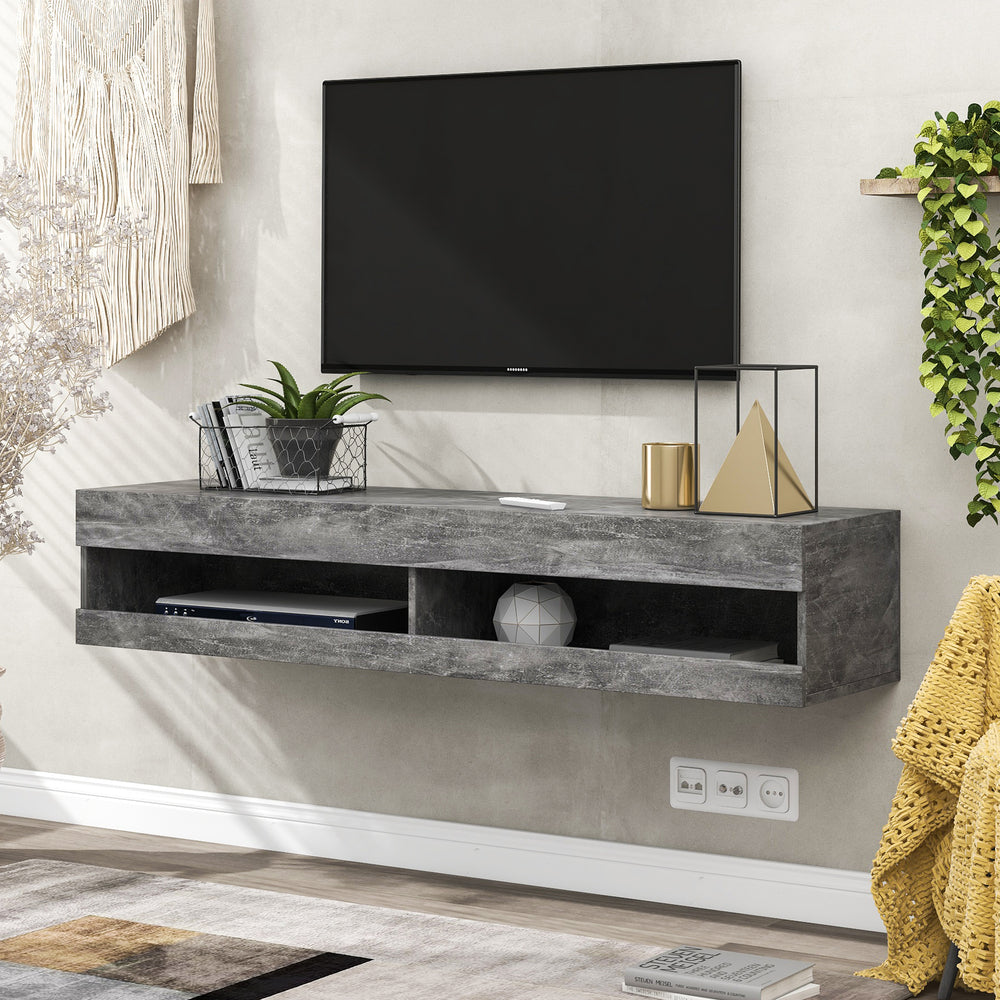 LED TV Stand for TVs Up to 65'' High Gloss Cabinet Wall Mounted Modern Storage Shelf White Grey - Fit You