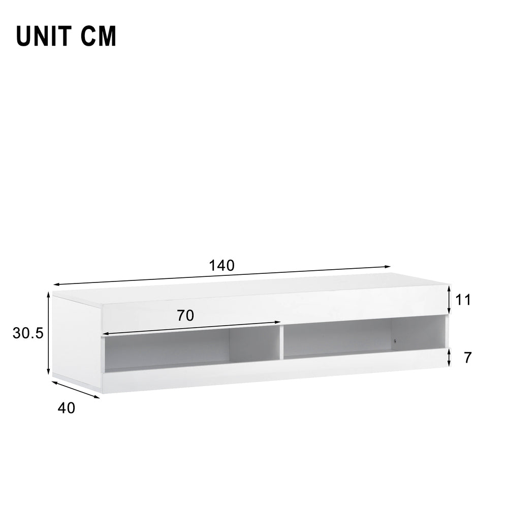 LED TV Stand for TVs Up to 65'' High Gloss Cabinet Wall Mounted Modern Storage Shelf White Grey - Fit You