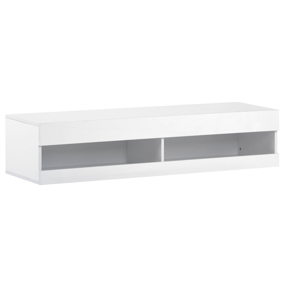 LED TV Stand for TVs Up to 65'' High Gloss Cabinet Wall Mounted Modern Storage Shelf White Grey - Fit You