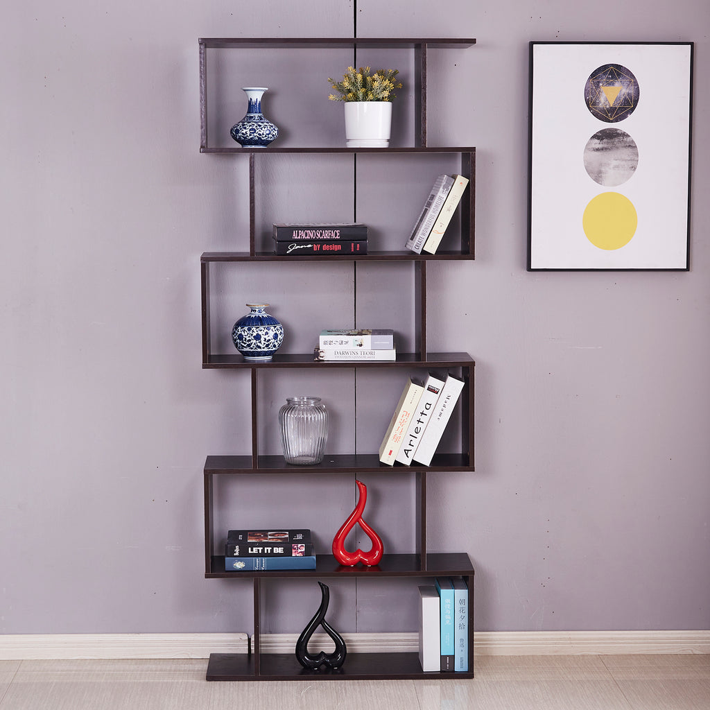 Fityou® Bookcase Particle Board with 6 Shelves Brown - Fit You