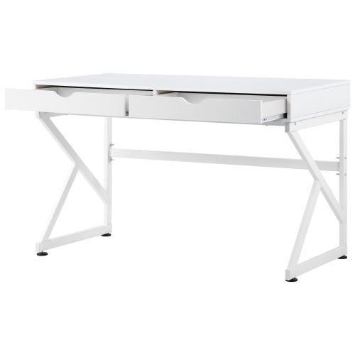 Study Computer Desk with 2 Storage Drawers & K-shaped Steel Frame - Fit You