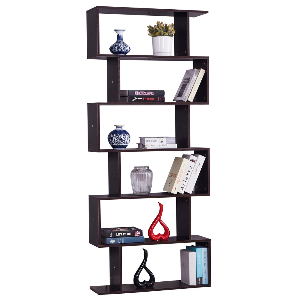 Fityou® Bookcase Particle Board with 6 Shelves Brown - Fit You
