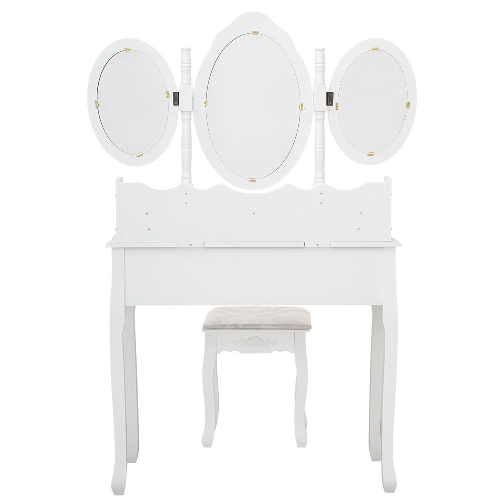 Fityou® Dressing Table Tri-Fold Mirror with 7 Drawers White - Fit You