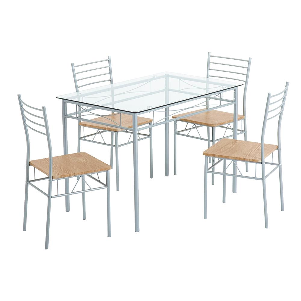 Fityou® Dining Table Sets Iron Glass with PU Cushion - Fit You