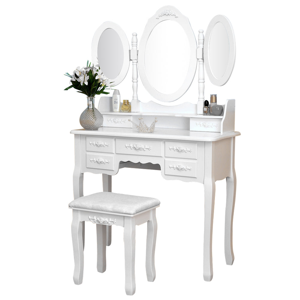 Fityou® Dressing Table with Foldable Mirrors Drawers White - Fit You