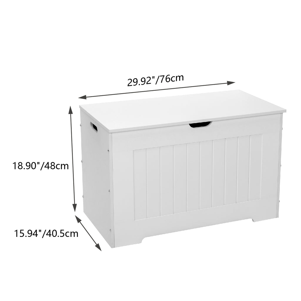 Fityou® Storage Chest Entryway Bench with 2 Safety Hinges Wooden White - Fit You