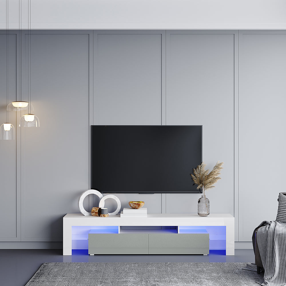 Fityou® TV Stand for TVs Up to 85'' with LED White Grey - Fit You
