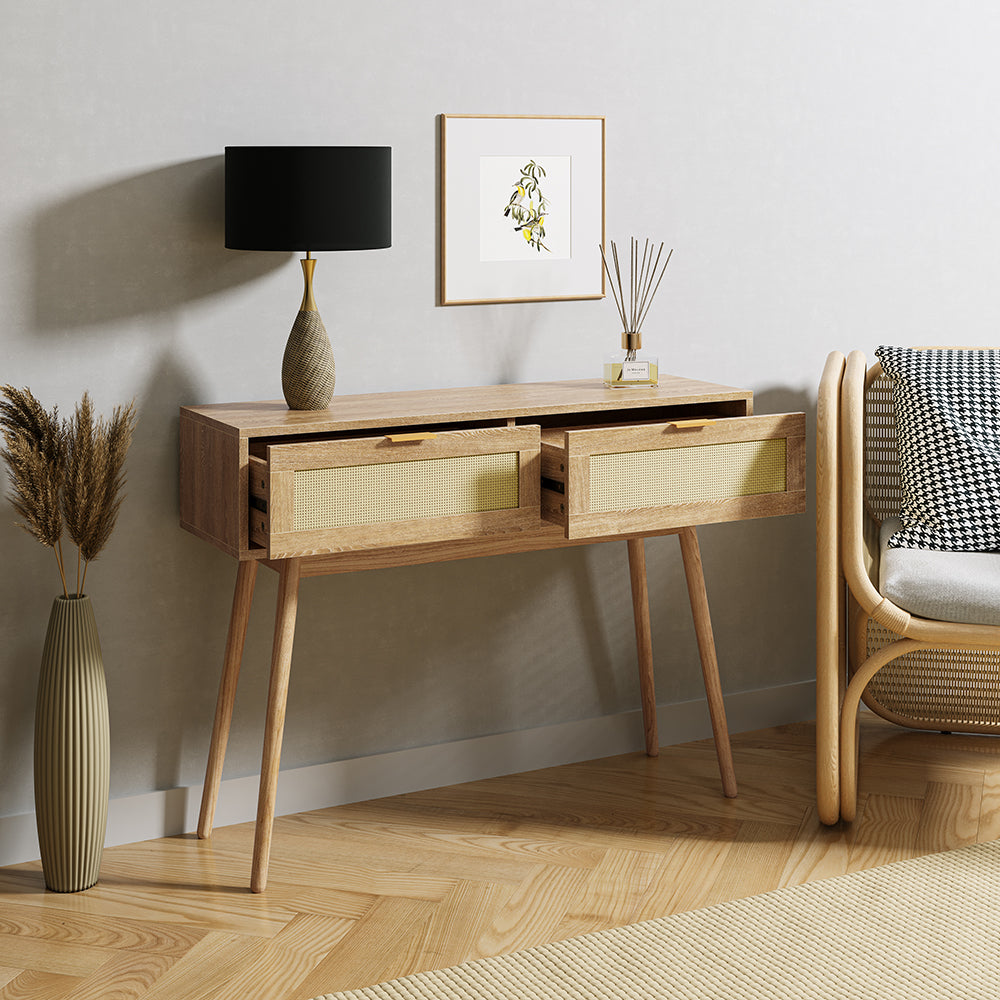 【Preorder】Fityou® Rattan Sidetable Wooden Cabinet with 2 Drawer - Fit You