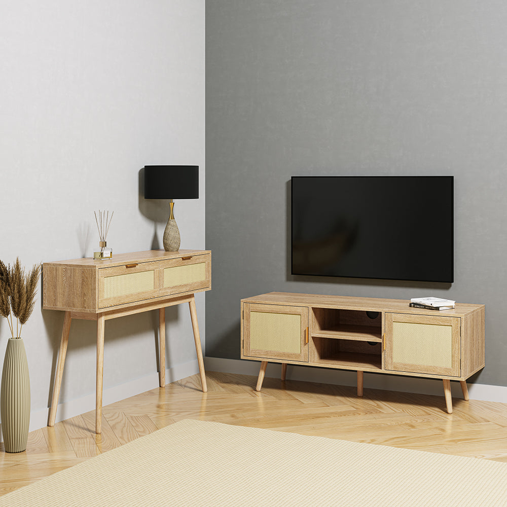 【Preorder】Fityou® Rattan Sidetable Wooden Cabinet with 2 Drawer - Fit You