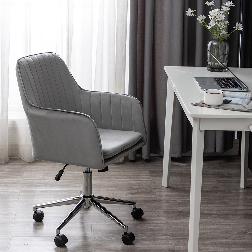 Fityou® Light Grey Velvet Upholstered Office Chair - Fit You