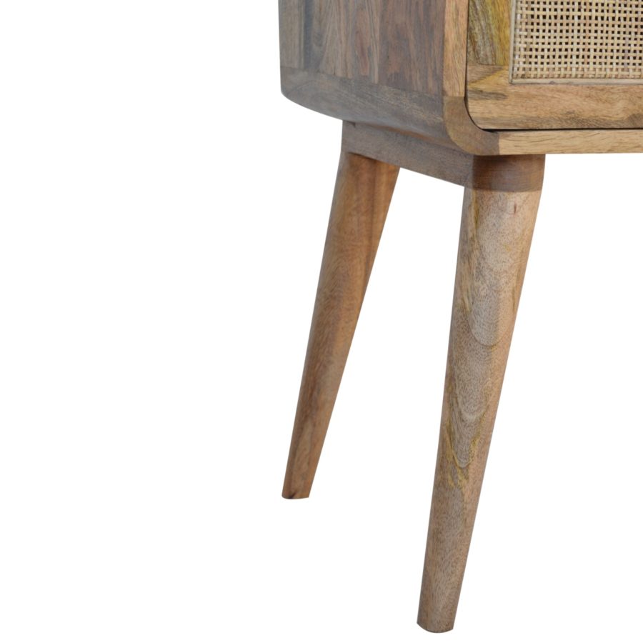 Nordic Solid Mango Wood Rattan Bedside Table Oak Hand Made - Fit You