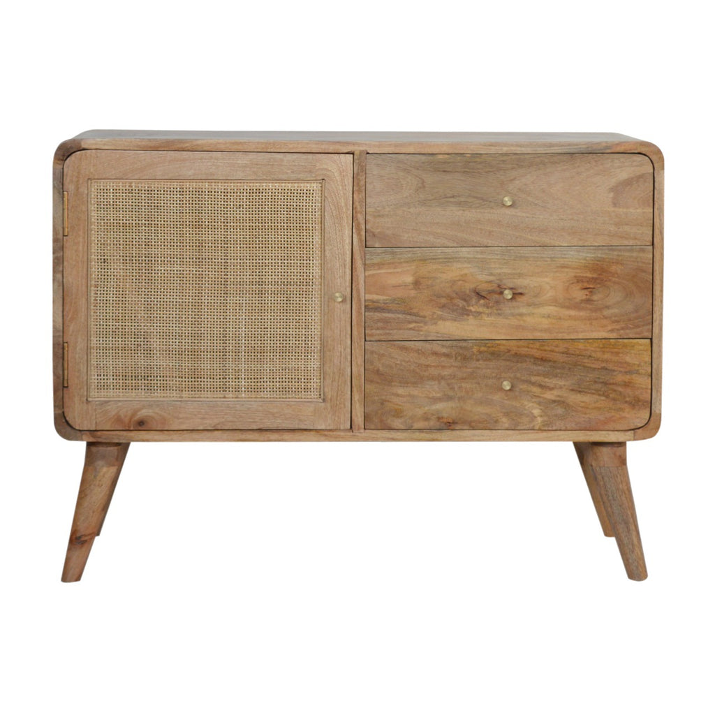 Nordic Rattan Solid Mango Wood Woven Sideboard Oak-ish - Fit You