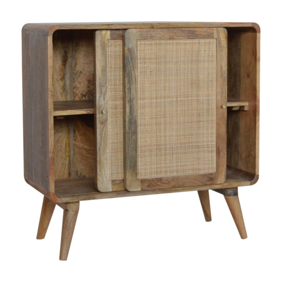 Nordic Rattan Solid Mango Wood Woven Cabinet Oak-ish with Drawer - Fit You