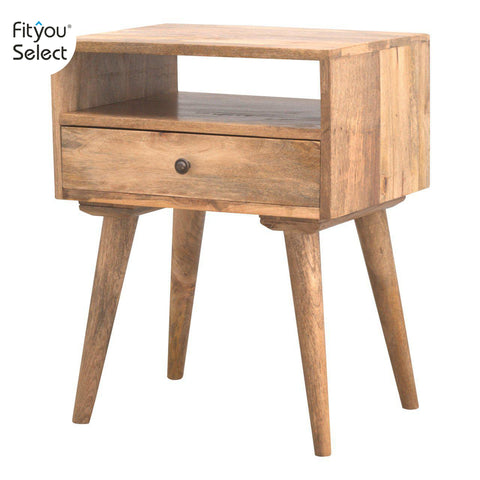 Modern Solid Wood Bedside with Open Slot - Fit You