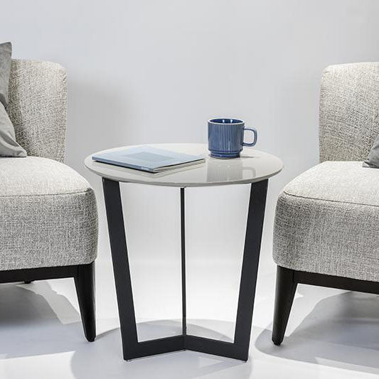 Minimalism High Gloss Side Table Metal Base Grey - Fit You