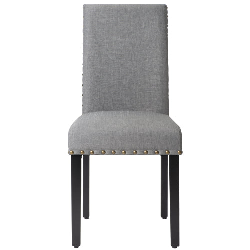 Fabric Dining Chairs Set of 2 with Nailhead Trim High Back Chairs for Kitchen Living Room Grey - Fit You