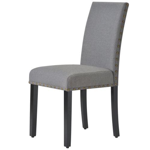 Fabric Dining Chairs Set of 2 with Nailhead Trim High Back Chairs for Kitchen Living Room Grey - Fit You