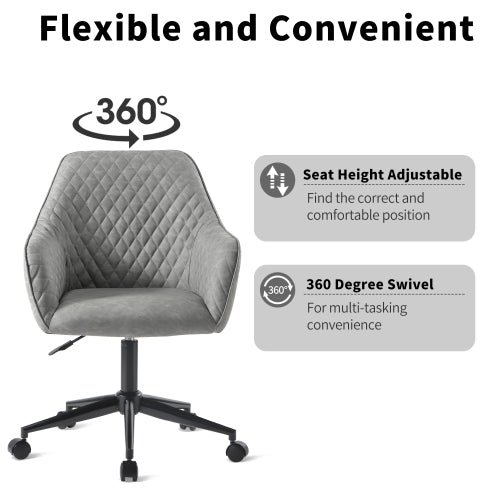 Desk Chair with Arms Luxurious Cushion PU Leather for Home Office - Fit You