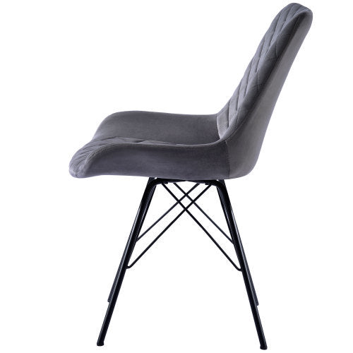 Velvet Dining Chair Bedroom Chair with High Backrest & Steel Legs (2PCS, Velvet，Grey） - Fit You