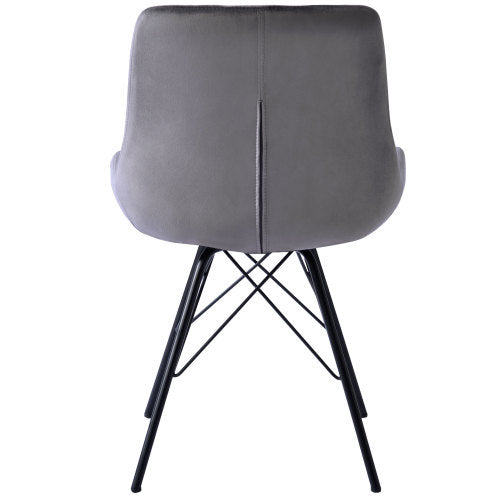 Velvet Dining Chair Bedroom Chair with High Backrest & Steel Legs (2PCS, Velvet，Grey） - Fit You