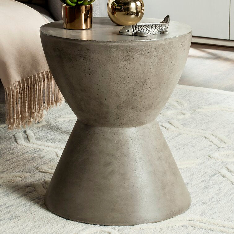 WabiSabi Sculptural 45cm End Table Concrete Djembe - Fit You