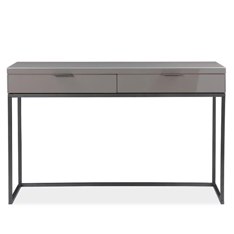120cm High Gloss Console Table Glass Metal Frame with Drawer Grey - Fit You