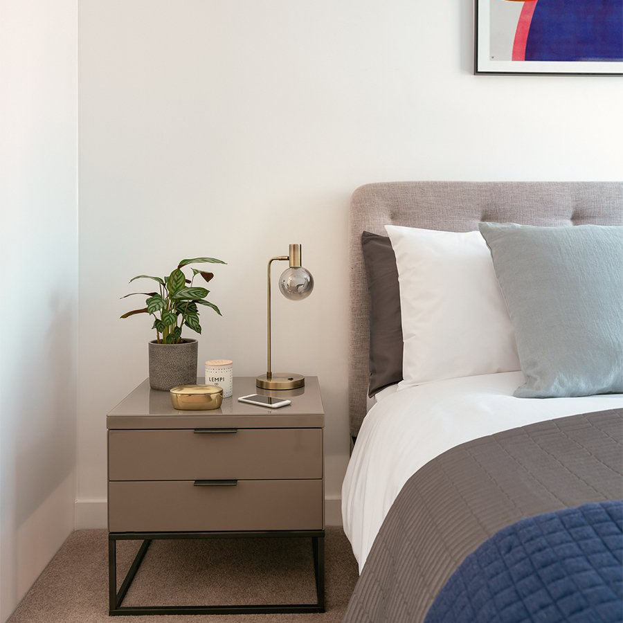 Minimalism High Gloss Bedside Table Nightstand with Drawer Grey - Fit You