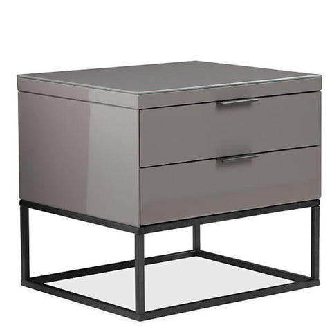Minimalism High Gloss Bedside Table Nightstand with Drawer Grey - Fit You