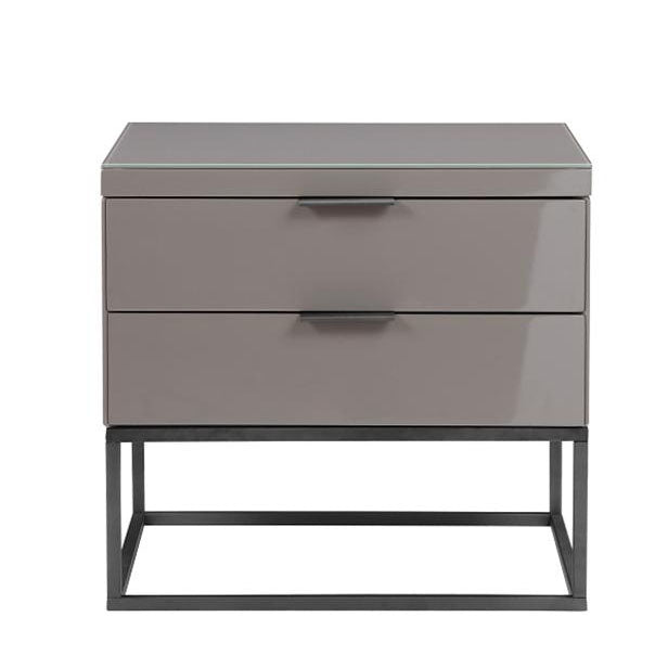 Minimalism High Gloss Bedside Table Nightstand with Drawer Grey - Fit You